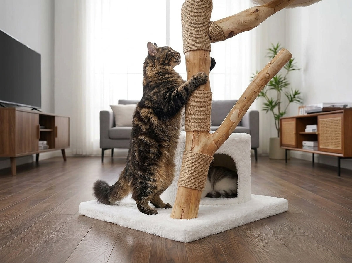 Catvera Natural Wood Flower Cat Tree - Built to Survive the Most Playful Cats