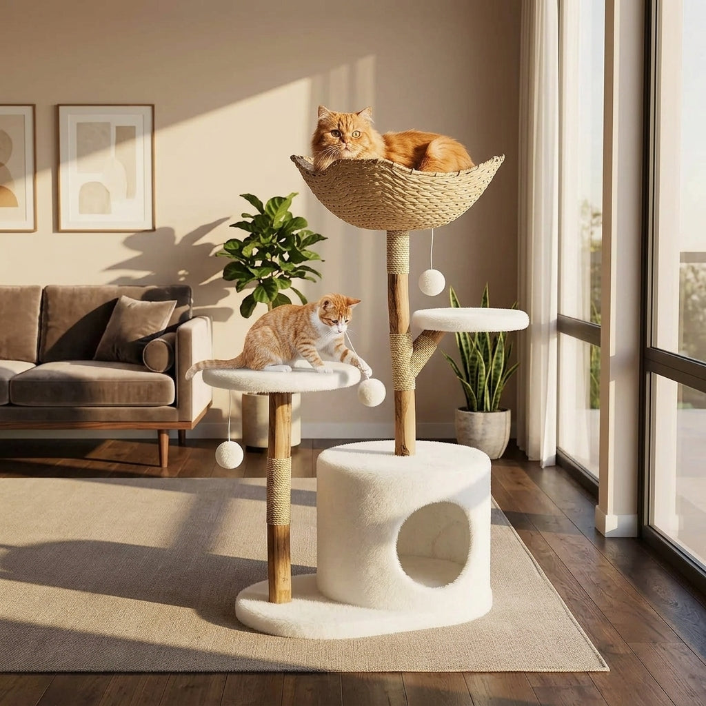 Catvera Natural Wood Multi-Level Cat Tree - Main Product Image