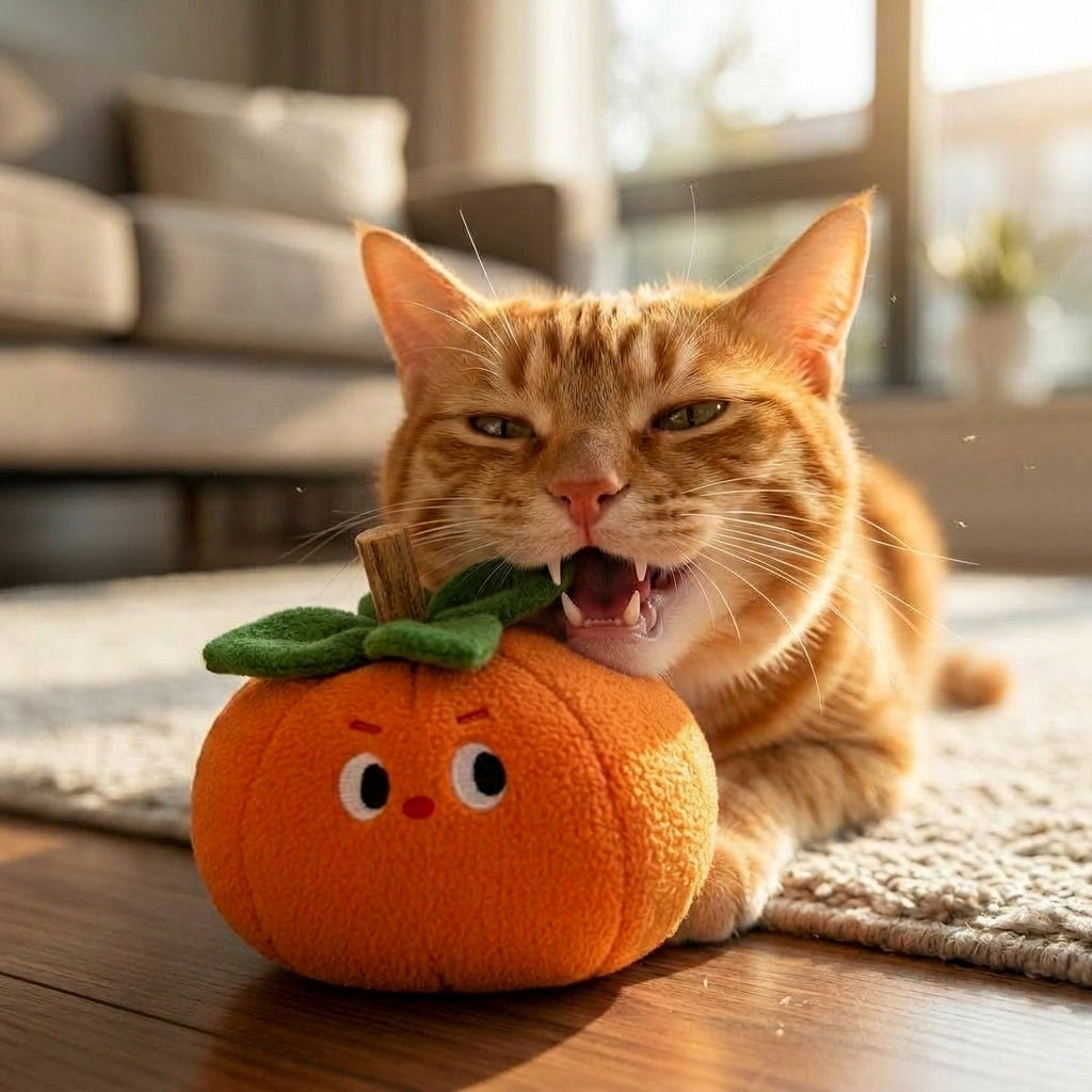 Catvera Orange Persimmon Dental Chew Toys - Section 1