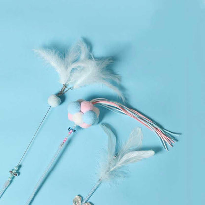 Catvera Plush Feather Teaser Wand Toy - Image 3|||PROMPT|||Original clean product image