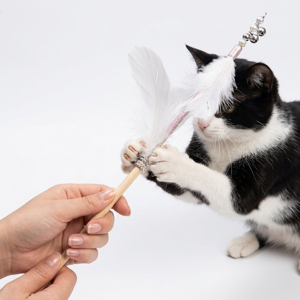 Catvera Plush Feather Teaser Wand Toy - Durable Construction