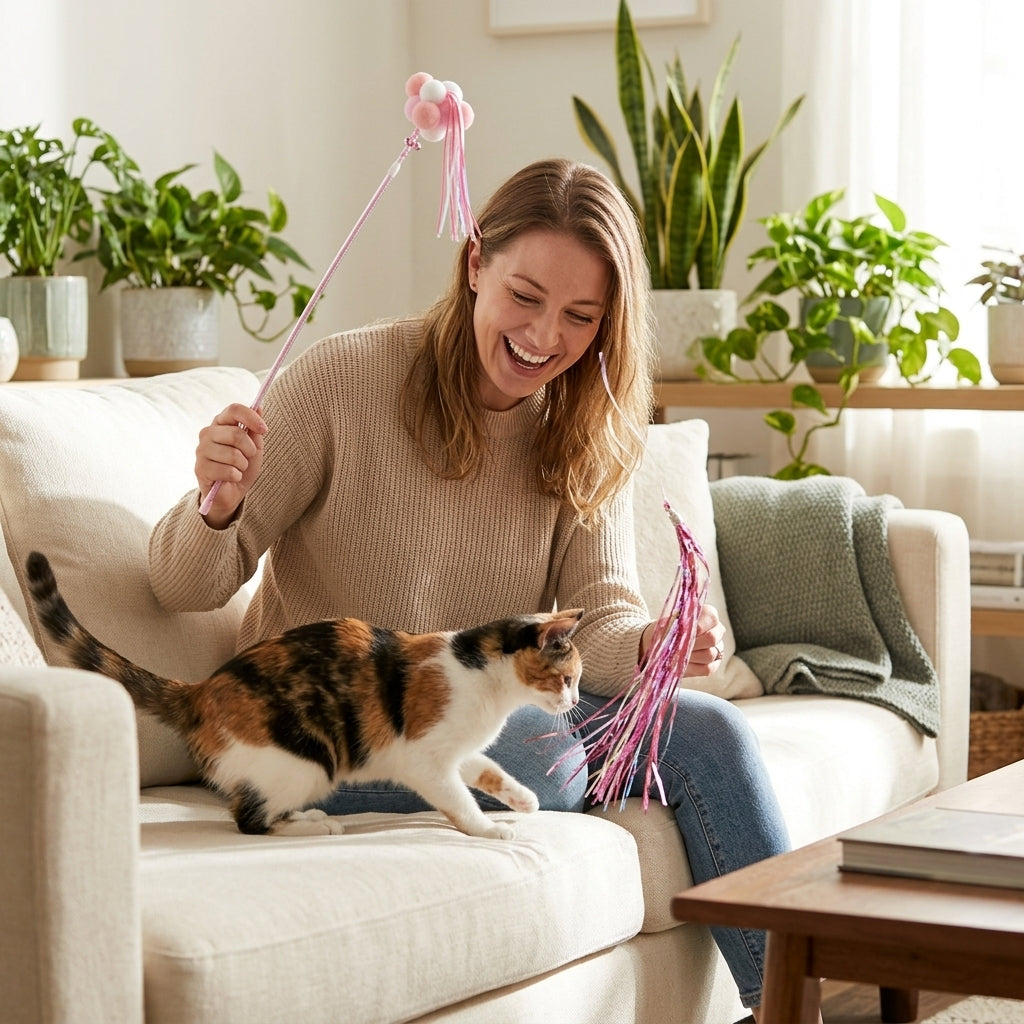Catvera Plush Feather Teaser Wand Toy - Bonding & Exercise Benefits
