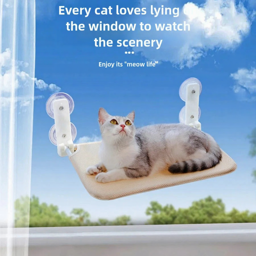 Catvera Plush Window Cat Hammock - Image 2|||PROMPT|||Cleaned image. Original analysis: found 1 watermark logo on the right side of the image