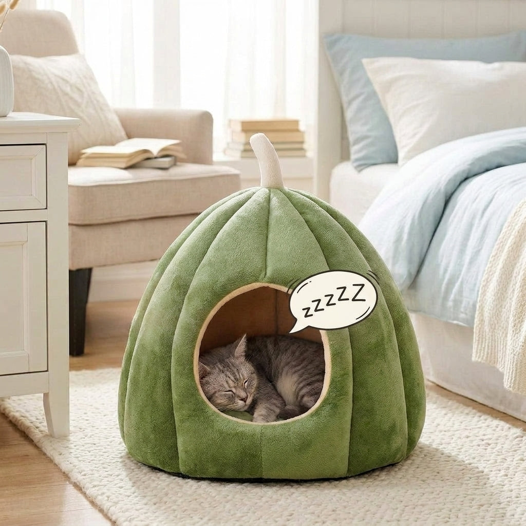 Catvera Pumpkin Cat Cave Bed - Section 1