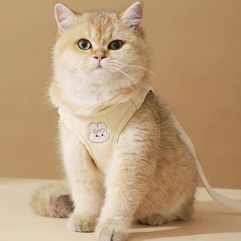 Catvera Rabbit Embroidered Cat Harness - Image 1|||PROMPT|||Original clean product image