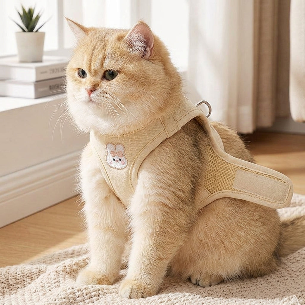Catvera Rabbit Embroidered Cat Harness - Premium Comfort Design