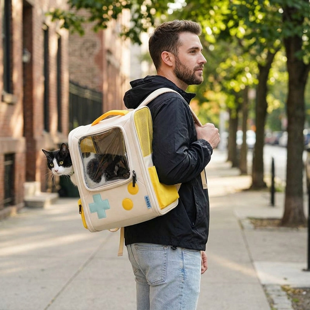 Catvera Retro Gaming Cat Carrier Backpack - Gaming-Inspired Design Appeal