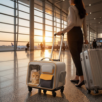 Catvera Rolling Wheeled Cat Carrier - Image 1|||PROMPT|||Cleaned image. Original analysis: Found 1 brand logo/emblem on the pet carrier - a shield-shaped logo visible on the front of the carrier