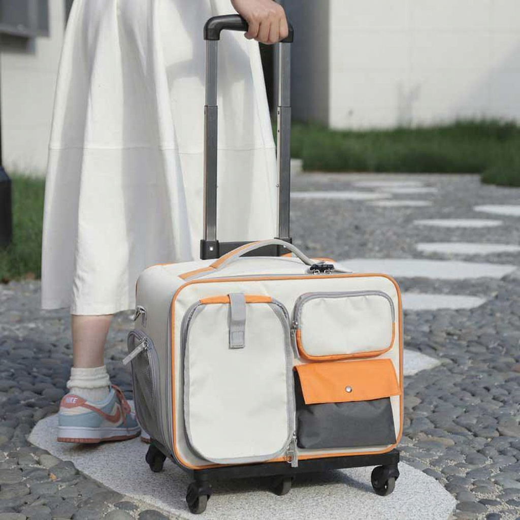 Catvera Rolling Wheeled Cat Carrier - Image 7|||PROMPT|||Cleaned image. Original analysis: Found 1 brand name printed directly on the pet carrier product