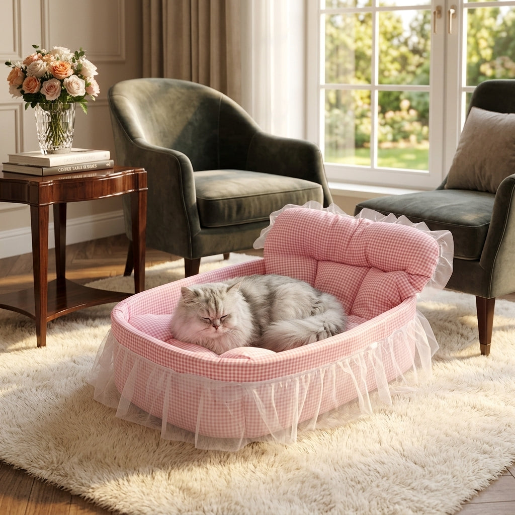 Catvera Ruffle Princess Pet Bed - Main Product Image