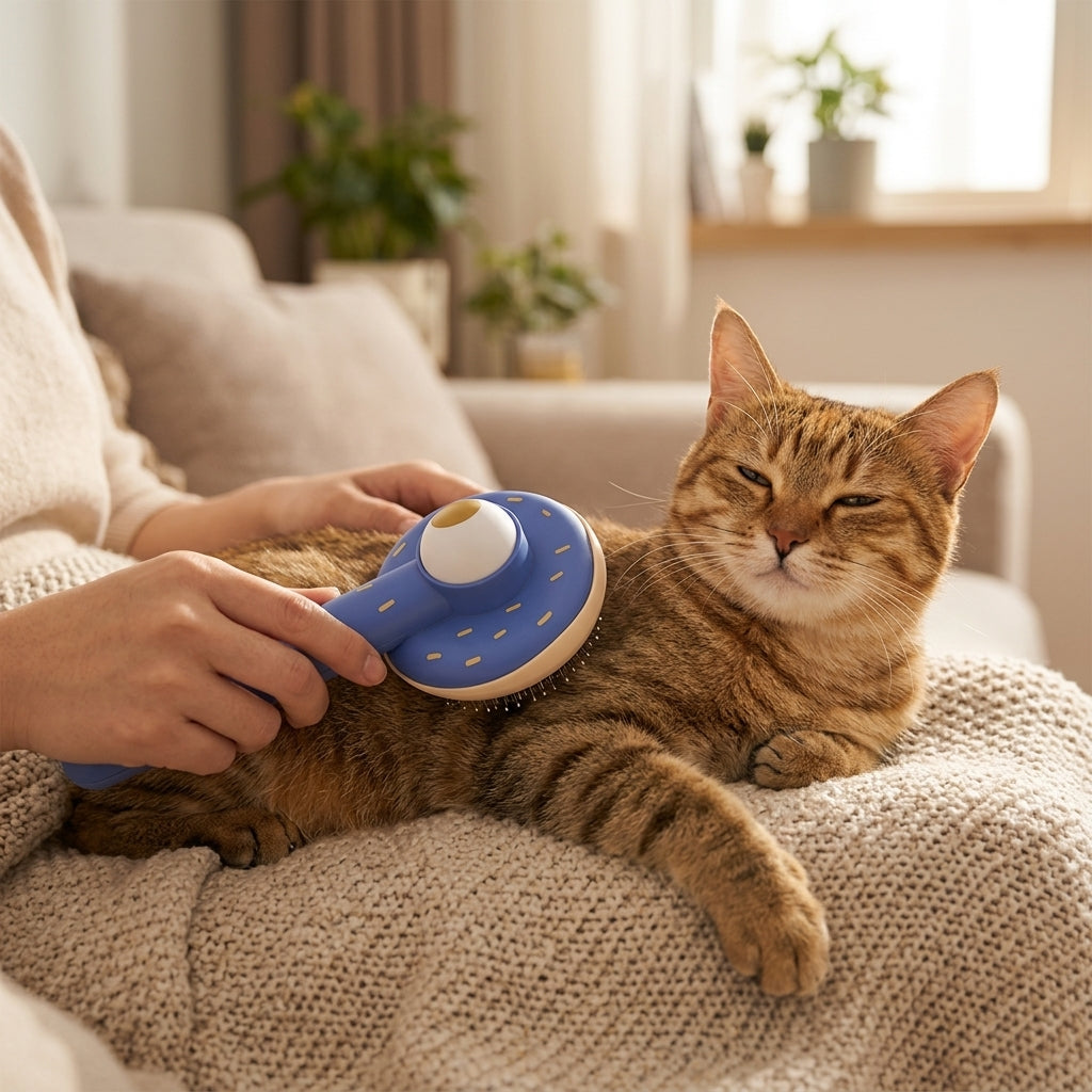 Catvera Self Cleaning Cat Hair Brush - Ergonomic Comfort & Safety