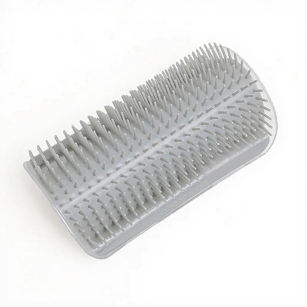 Catvera Self Grooming Corner Brush - Image 13|||PROMPT|||Cleaned image. Original analysis: found 1 brand name/logo embossed on the product surface on the right side of the brush