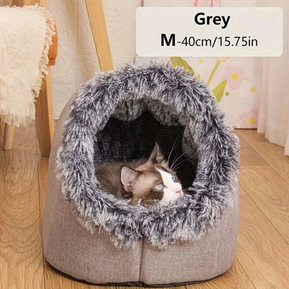 Catvera Self-Warming Cat Cave Bed - Image 7|||PROMPT|||Cleaned image. Original analysis: Found 1 brand watermark and 1 product information text overlay