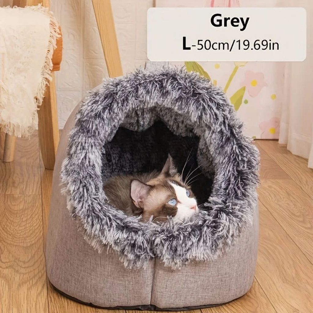 Catvera Self-Warming Cat Cave Bed - Image 8|||PROMPT|||Cleaned image. Original analysis: Found 1 brand name watermark and 1 product information text overlay