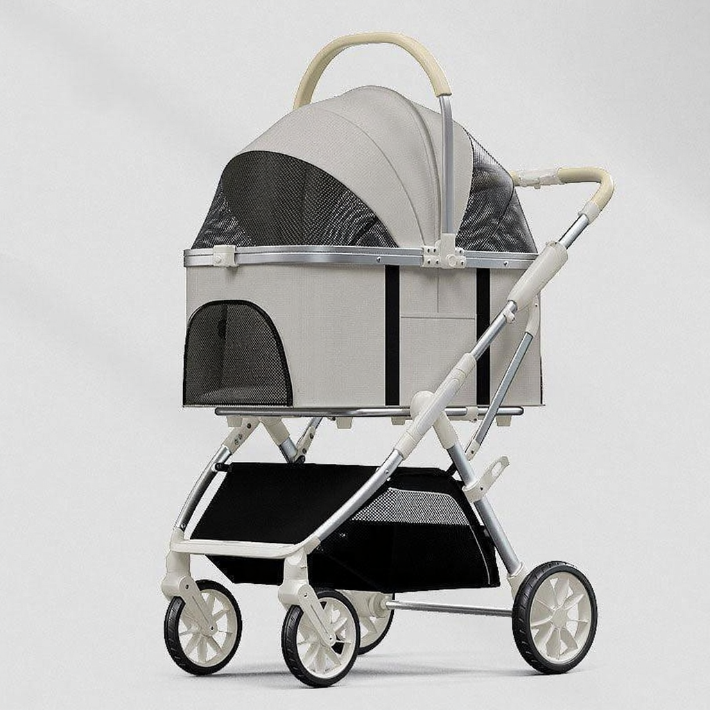Catvera Shock-Absorbing Cat Stroller Carrier - Image 6|||PROMPT|||Cleaned image. Original analysis: found 1 brand name printed on the pet stroller carrier fabric