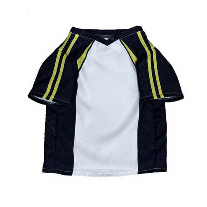 Catvera Shoyo Hinata Volleyball Cosplay Costume - Image 8|||PROMPT|||Cleaned image. Original analysis: Found 1 brand logo (ICS footprint logo) and 1 brand name (ICS) printed on the front chest area, along with Japanese characters and number 5