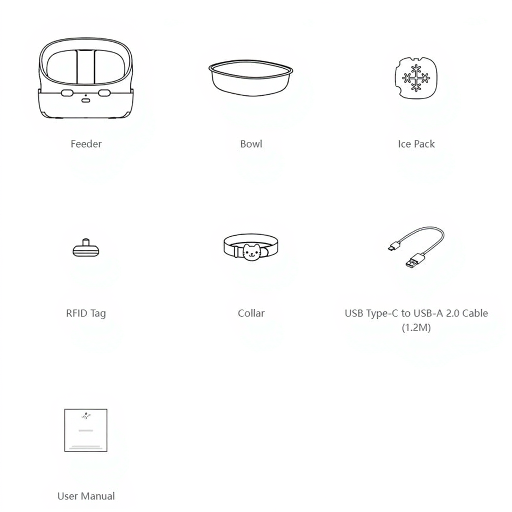 Catvera Smart RFID Multi-Pet Feeder - Image 7|||PROMPT|||Cleaned image. Original analysis: Found 1 brand name 'PETOMLER' on the User Manual box at the bottom of the image
