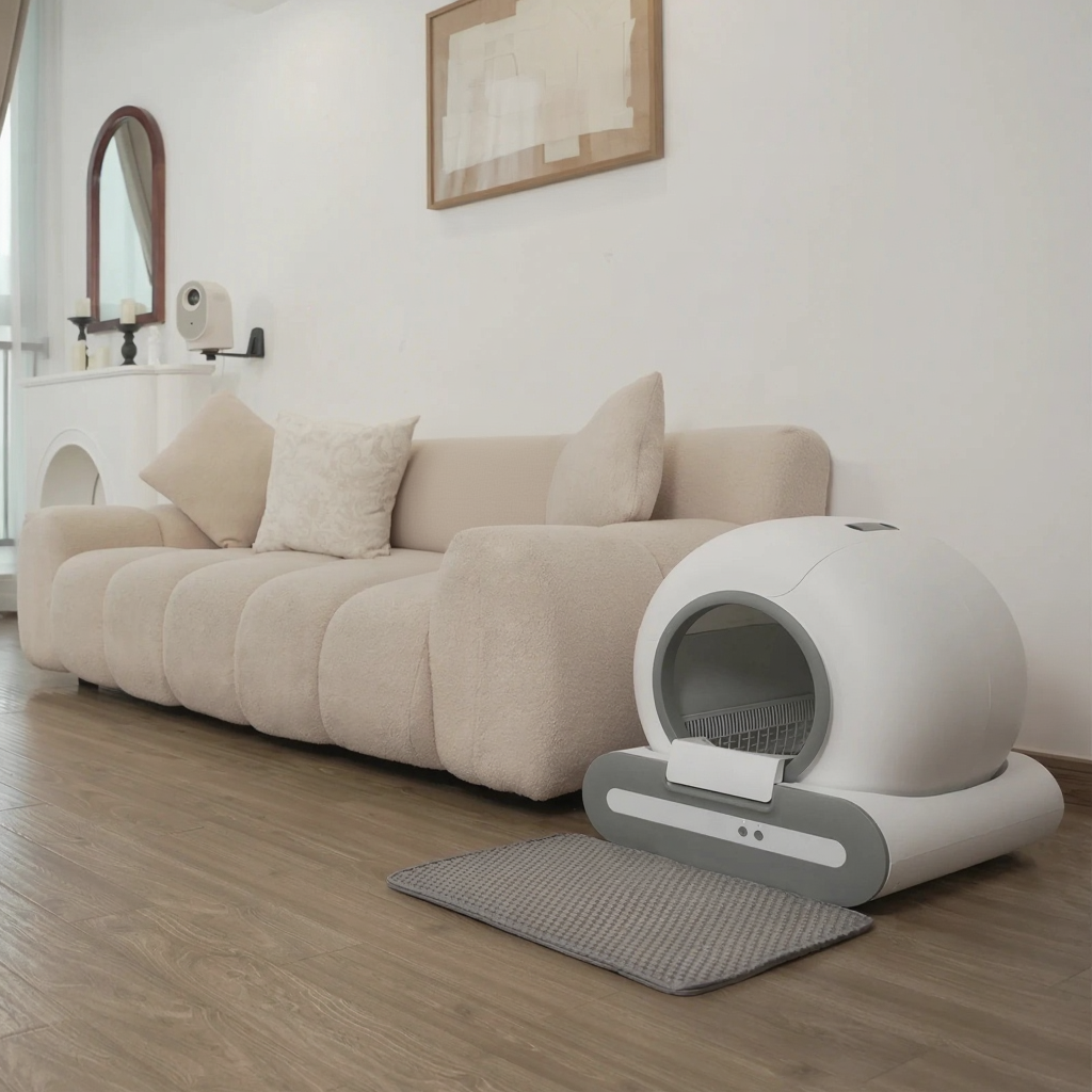 Catvera Smart Self-Cleaning Litter Box - Image 5|||PROMPT|||Cleaned image. Original analysis: found 1 brand logo on the cat litter box product itself