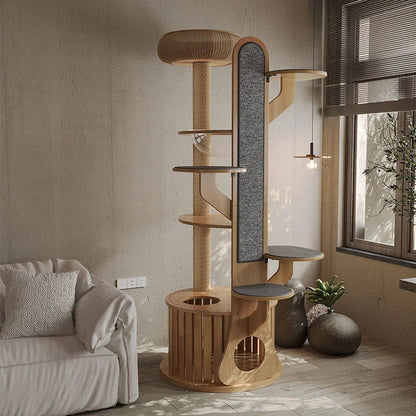 Catvera Solid Wood Cat Climbing Tree - Image 4|||PROMPT|||Original clean product image