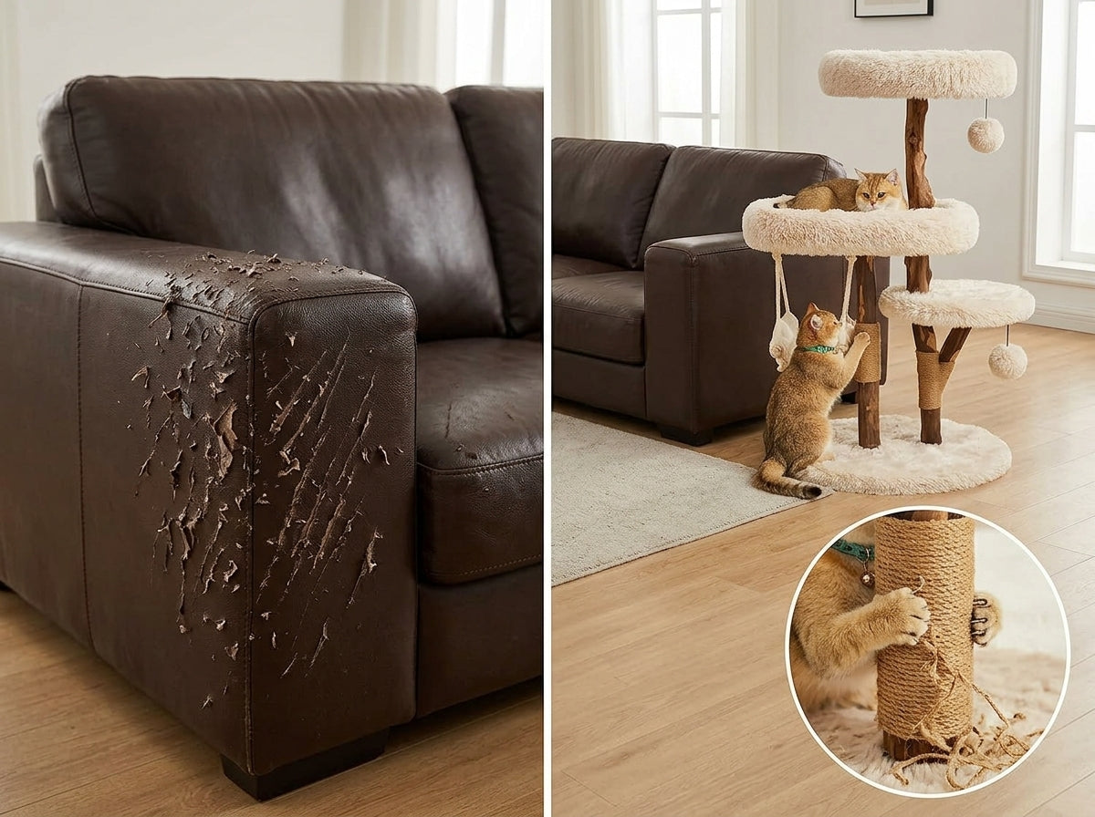 Catvera Solid Wood Cat Tree Tower - Saves Your Furniture from Destruction