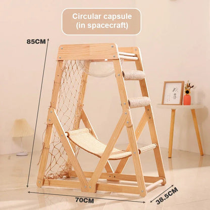 Catvera Space Capsule Cat Climbing Tree - Image 7|||PROMPT|||Original clean product image