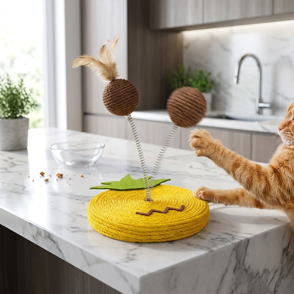 Catvera Spring Sisal Ball Claw Grinder - Interactive Spring Action