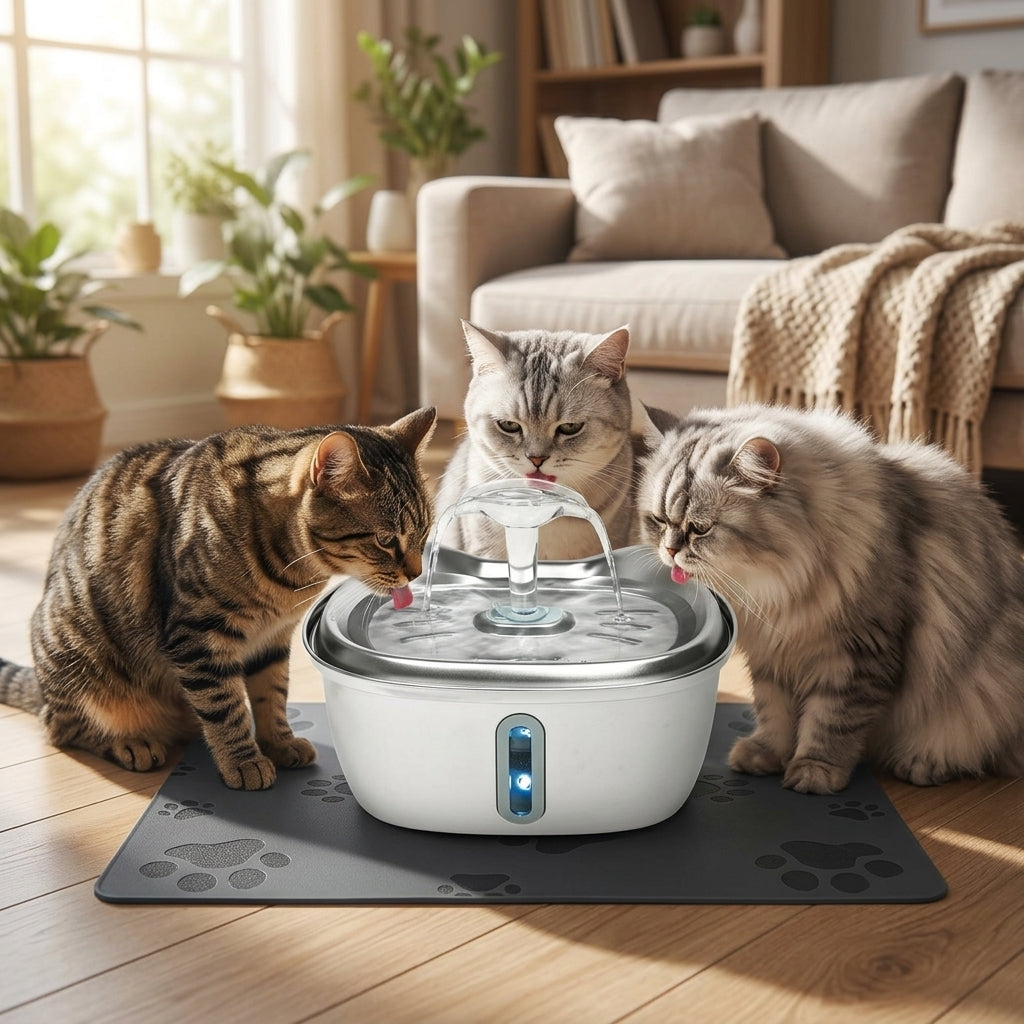 Catvera Stainless Steel Water Fountain - Multi-Cat Household Ready