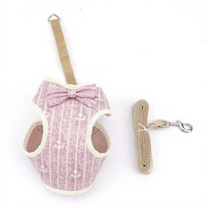 Catvera Striped Bowtie Cat Harness Vest - Image 6|||PROMPT|||Cleaned image. Original analysis: Found 1 brand name on the product label/tag attached to the harness