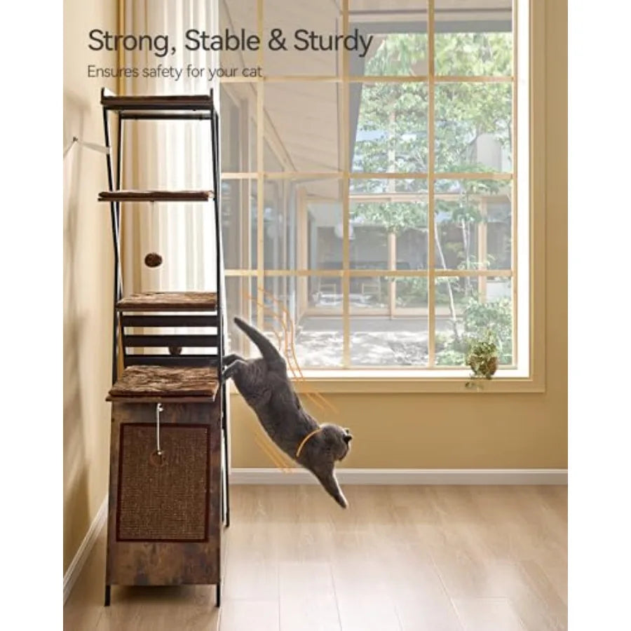 Catvera Tall Multi-Level Cat Tree Tower - Image 4|||PROMPT|||Original clean product image