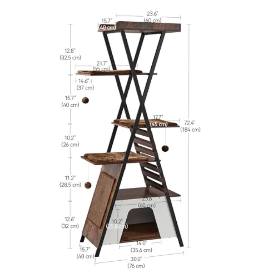 Catvera Tall Multi-Level Cat Tree Tower - Image 5|||PROMPT|||Original clean product image