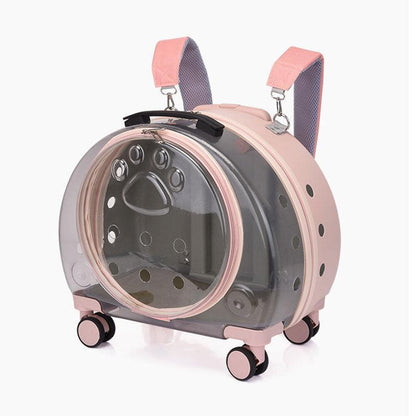 Catvera Transparent Wheeled Cat Carrier - Image 7|||PROMPT|||Original clean product image