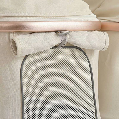 Catvera Twin Double Pet Stroller - Image 14|||PROMPT|||Cleaned image. Original analysis: Found 1 brand name visible on the product - 'ban' (partial text visible at bottom left corner of the mesh panel)