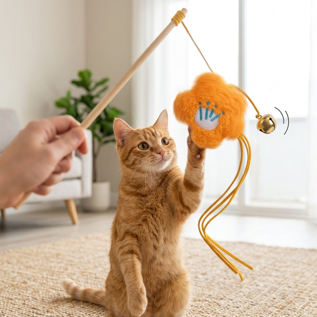 Catvera Wooden Bell Cat Stick - Interactive Play Experience