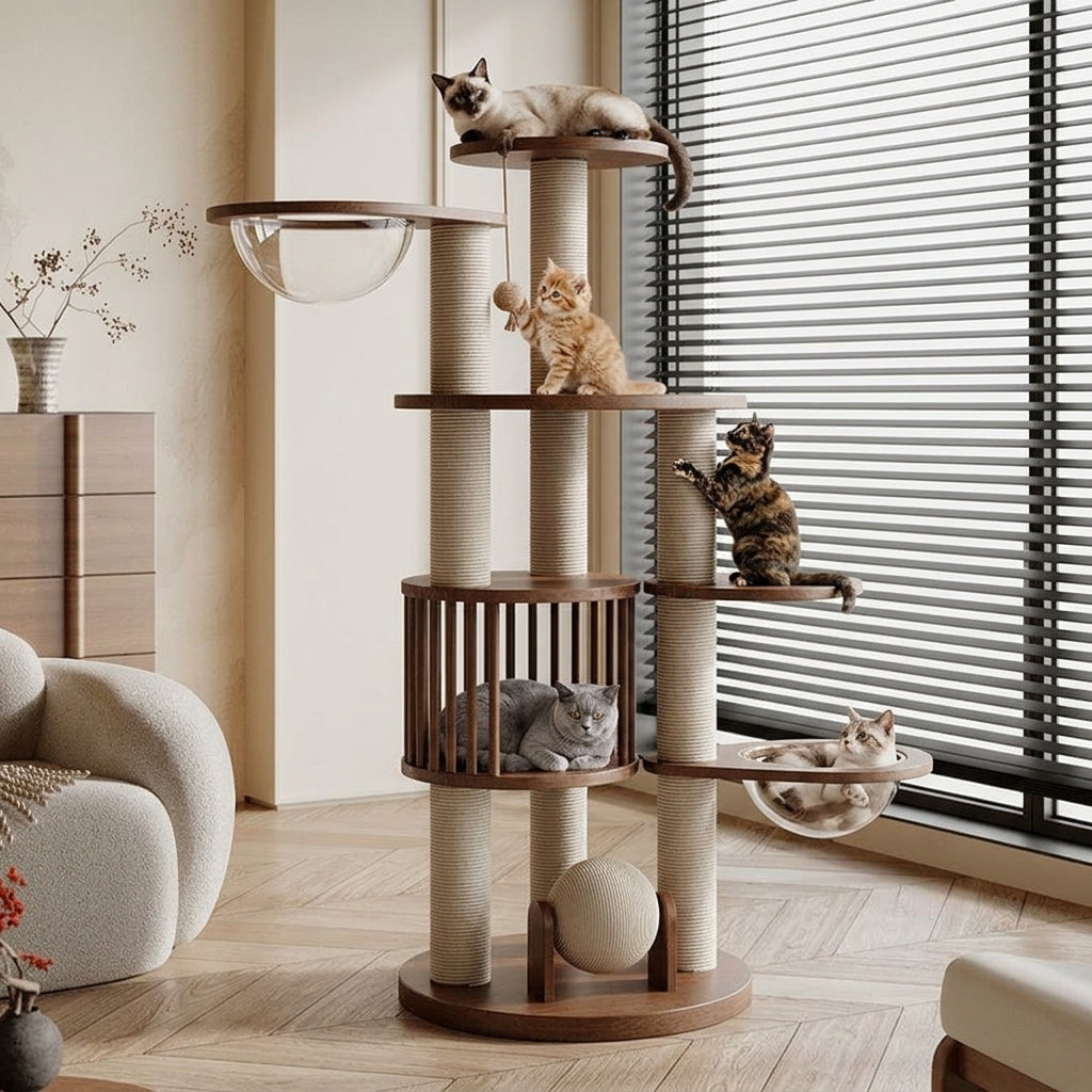 Catvera Wooden Cat Climbing Tree - Multi-Level Entertainment Hub