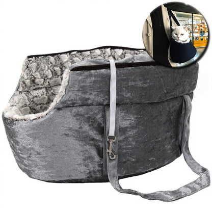 Dual-Use Plush Carrier and Bed - Image 3|||PROMPT|||Cleaned image. Original analysis: Found 1 watermark logo in the top left corner showing a stylized animal paw print design with company branding