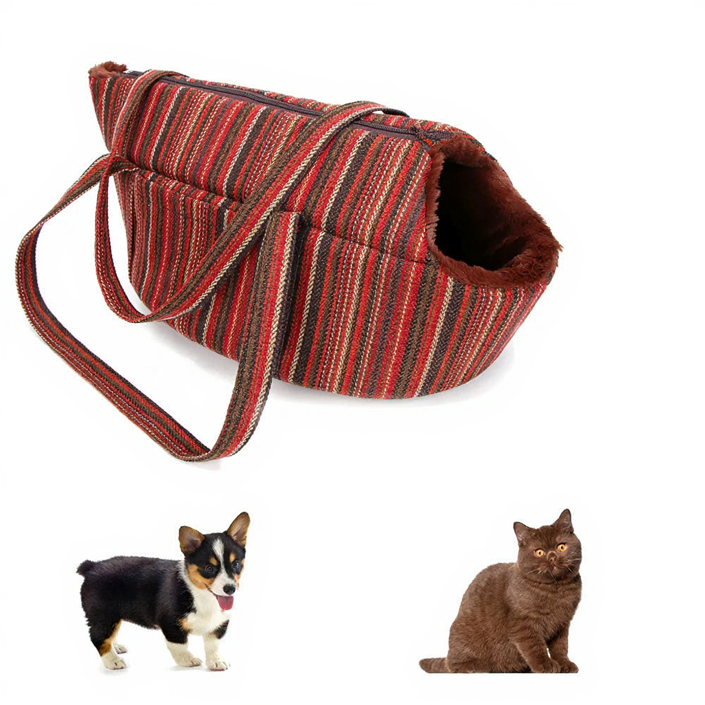 Dual-Use Plush Carrier and Bed - Image 7|||PROMPT|||Cleaned image. Original analysis: Found 1 white brand label/tag on the pet carrier bag near the top