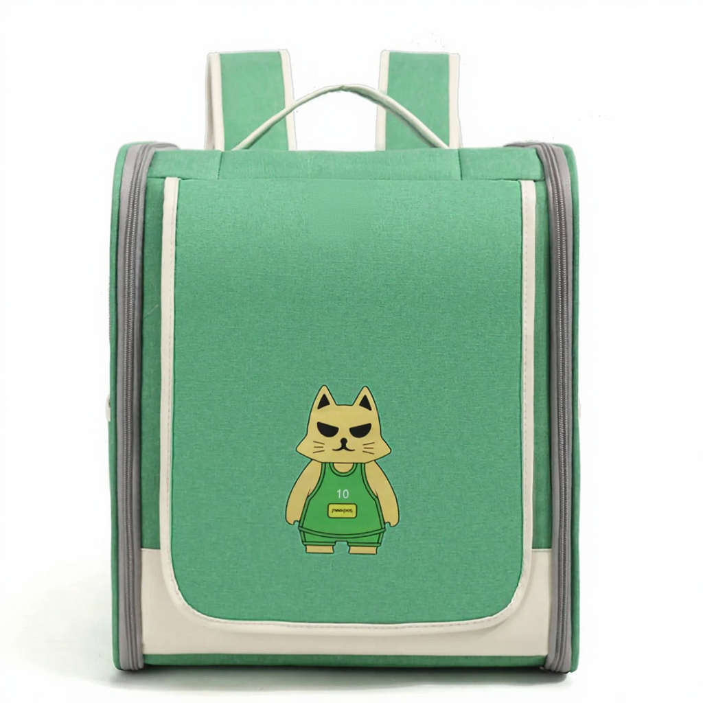 Expandable Breathable Pet Travel Backpack Carrier - Image 6|||PROMPT|||Cleaned image. Original analysis: found 1 brand name/logo on the backpack fabric