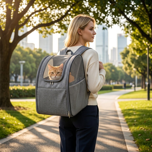 Foldable Pet Backpack with Mesh Windows - Main Product Image