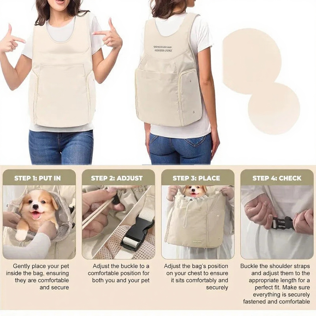 Hands-Free Front Chest Pet Carrier - Image 6|||PROMPT|||Cleaned image. Original analysis: Found brand name/logo printed on the pet carrier backpack itself