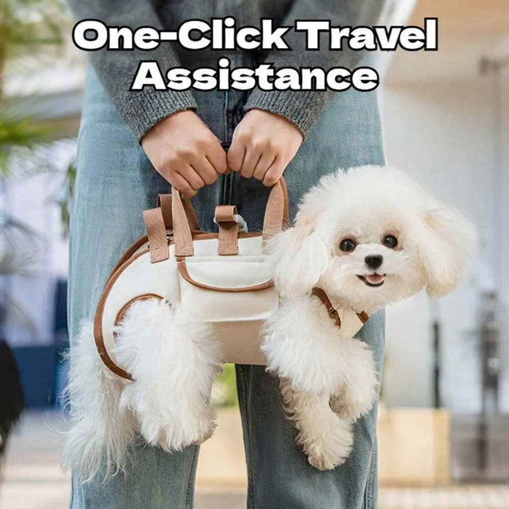 Horizontal Dog Carrier Crossbody Backpack - Image 4|||PROMPT|||Cleaned image. Original analysis: Found 1 brand name embossed/printed on the pet carrier product itself
