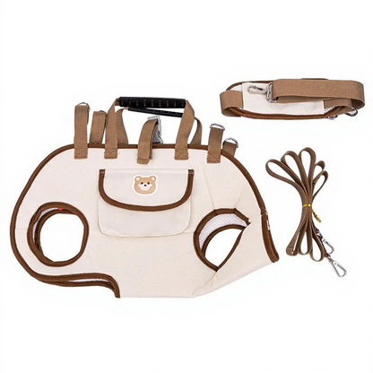 Horizontal Dog Carrier Crossbody Backpack - Image 7|||PROMPT|||Cleaned image. Original analysis: Found 1 brand name printed directly on the product - 'HIPIPET' text on the front pocket of the pet carrier bag