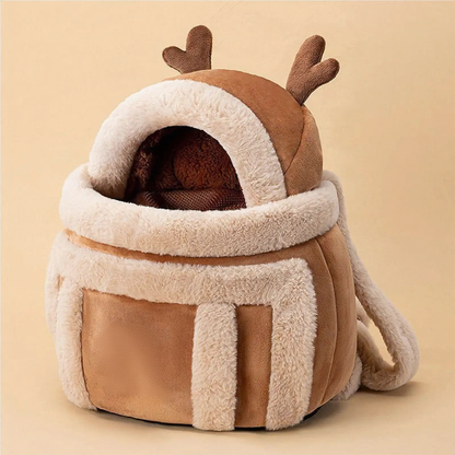 Reindeer Winter Cat Carrier Bed - Image 1|||PROMPT|||Cleaned image. Original analysis: found 1 text overlay on the product - 'You're on the way' printed on the front pocket with a reindeer illustration