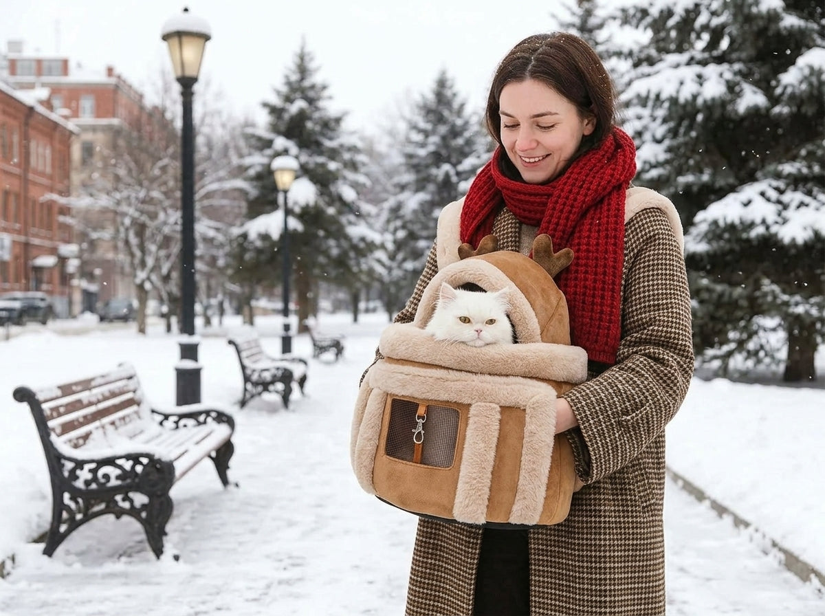 Reindeer Winter Cat Carrier Bed - Built to Keep Cats Cozy in Any Weather