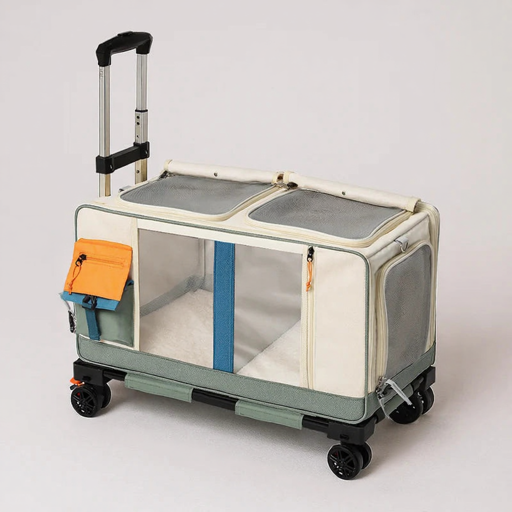 Rolling Pet Travel Trolley with Wheels - Image 9|||PROMPT|||Cleaned image. Original analysis: Found Chinese text branding and English brand name overlay on the product image