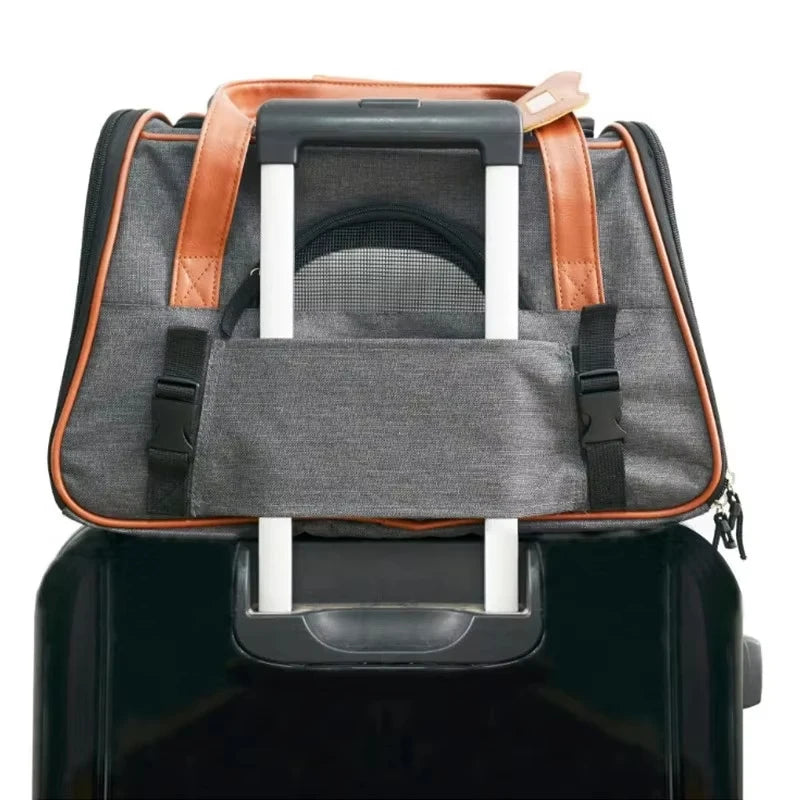 Safe Travel Pet Carrier With Reflective Stripes - Image 6|||PROMPT|||Original clean product image