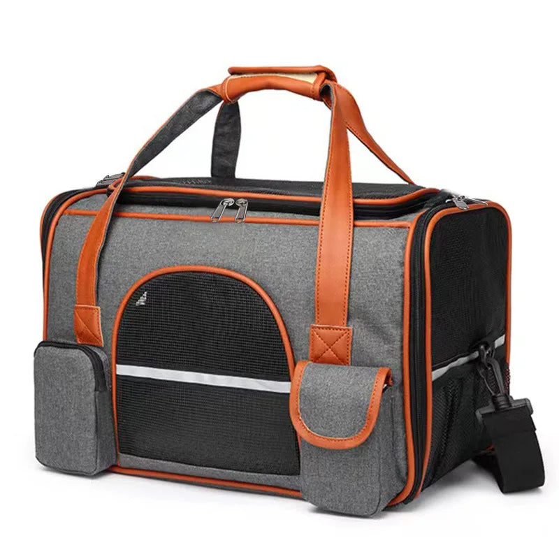 Safe Travel Pet Carrier With Reflective Stripes - Image 7|||PROMPT|||Original clean product image