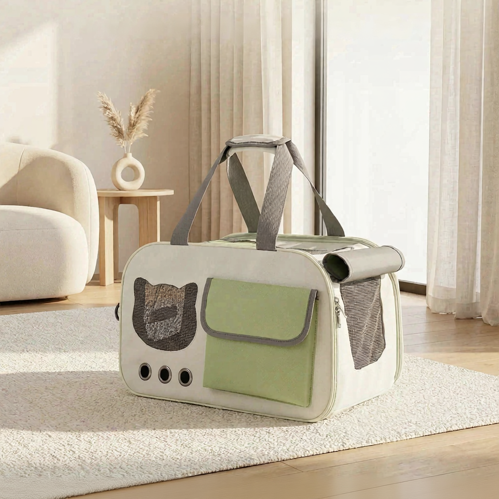 Soft Sided Cat Travel Carrier - Image 1|||PROMPT|||Cleaned image. Original analysis: found 1 text overlay watermark at the top of the image