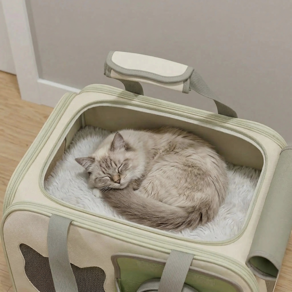 Soft Sided Cat Travel Carrier - Image 5|||PROMPT|||Cleaned image. Original analysis: found 1 text overlay watermark at the top of the image