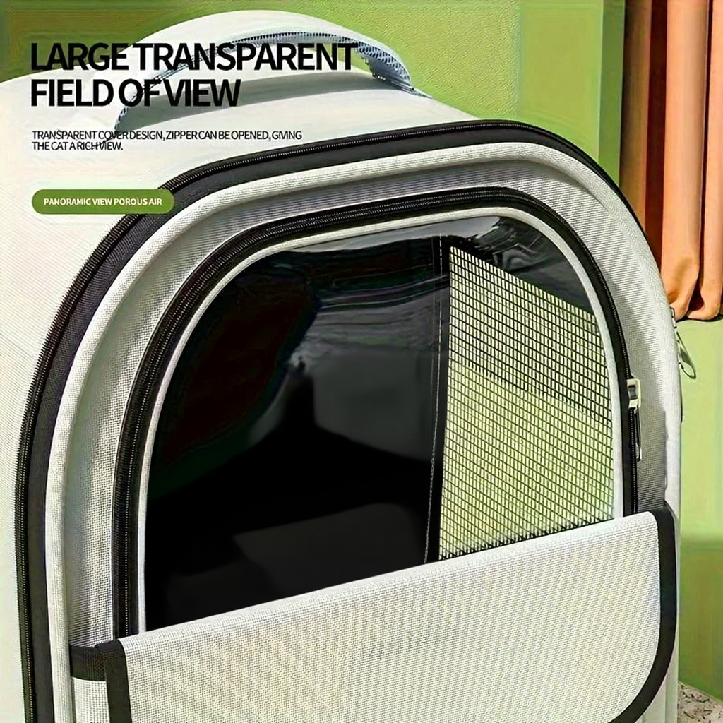 Space Capsule Transparent Pet Travel Backpack - Image 2|||PROMPT|||Cleaned image. Original analysis: Found 1 brand name printed directly on the product and 1 brand name in text overlay