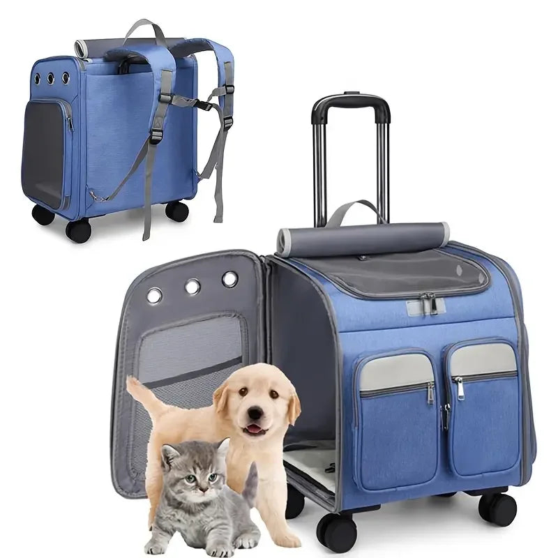 Wheeled Pet Carrier Backpack with Stroller - Image 1|||PROMPT|||Original clean product image